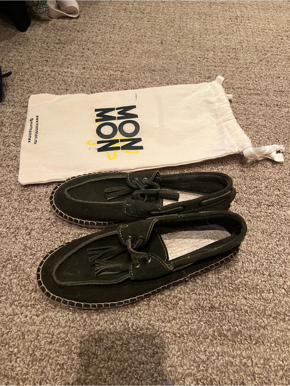 Mon Mon green suede espadrilles